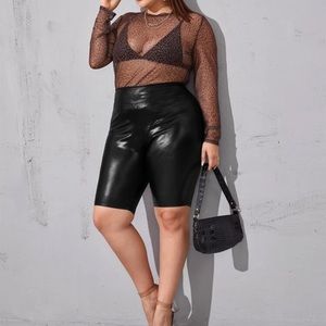 Plus PU Leather Biker Shorts